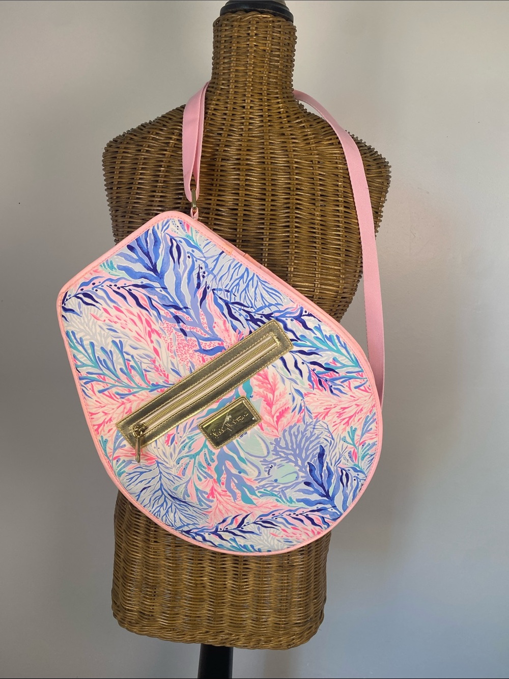 Lilly Pulitzer Pink Multi Coral-Print Crossbody with Gold Accents